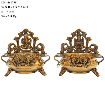 Brass Ganesha Lakshmi Urli Temple Home Décor For Diwali Puja Gift Showpiece 7" by vendor-unknown - Decor (View 6)
