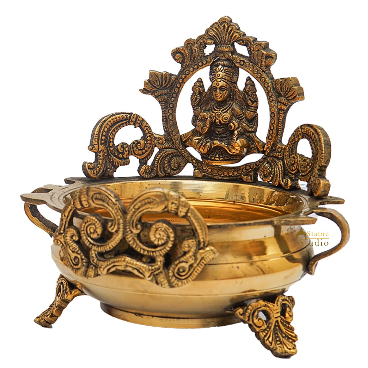 Brass Lakshmi Urli Temple Home Décor For Diwali Puja Gift Showpiece 7" - Image 4