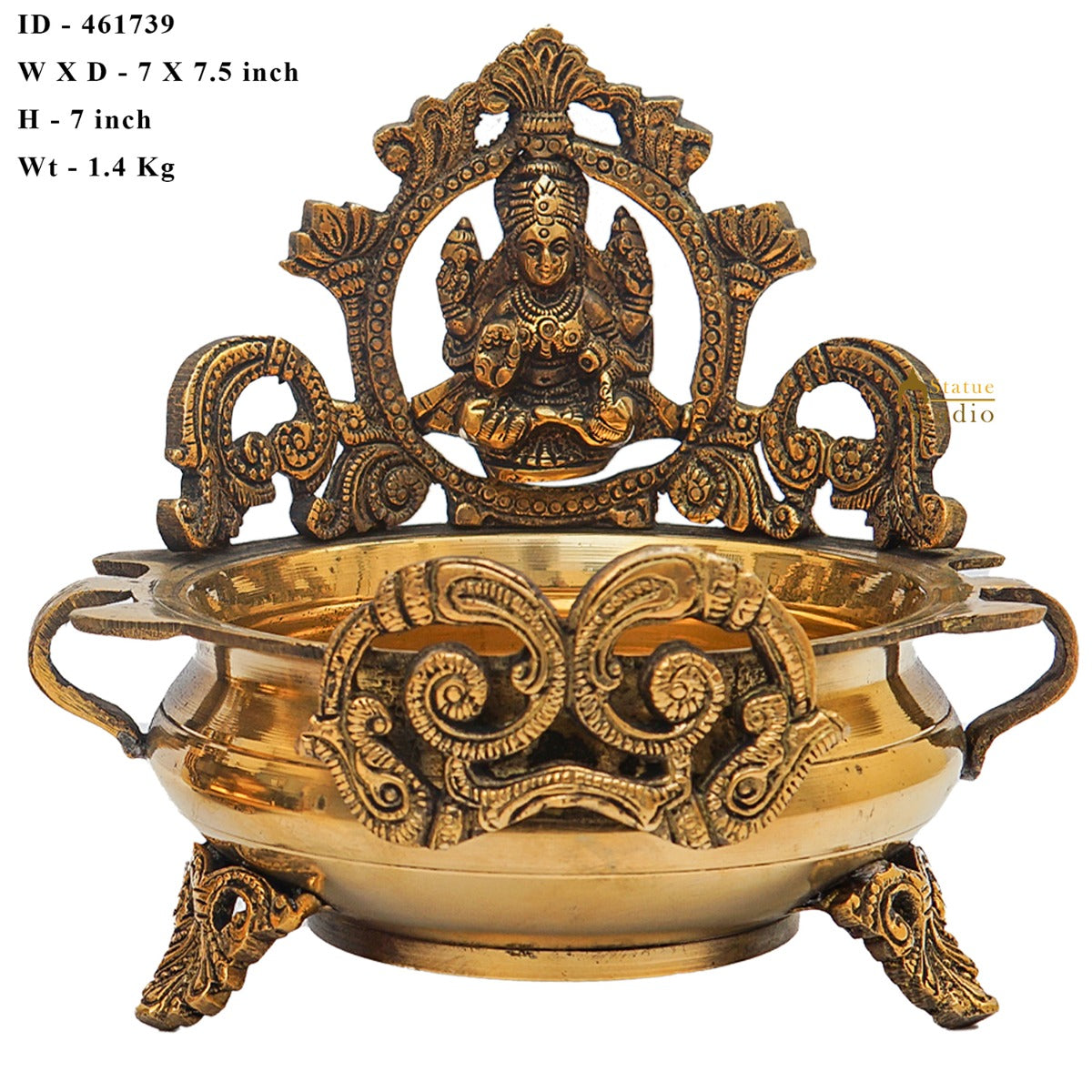 Brass Lakshmi Urli Temple Home Décor For Diwali Puja Gift Showpiece 7" - Image 7