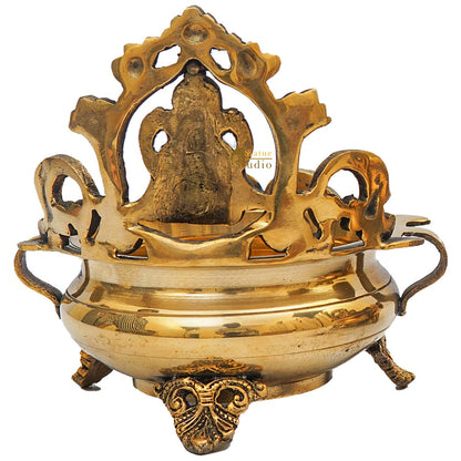 Brass Antique Urli with Ganesha 7" by vendor-unknown - Decor (View 7)