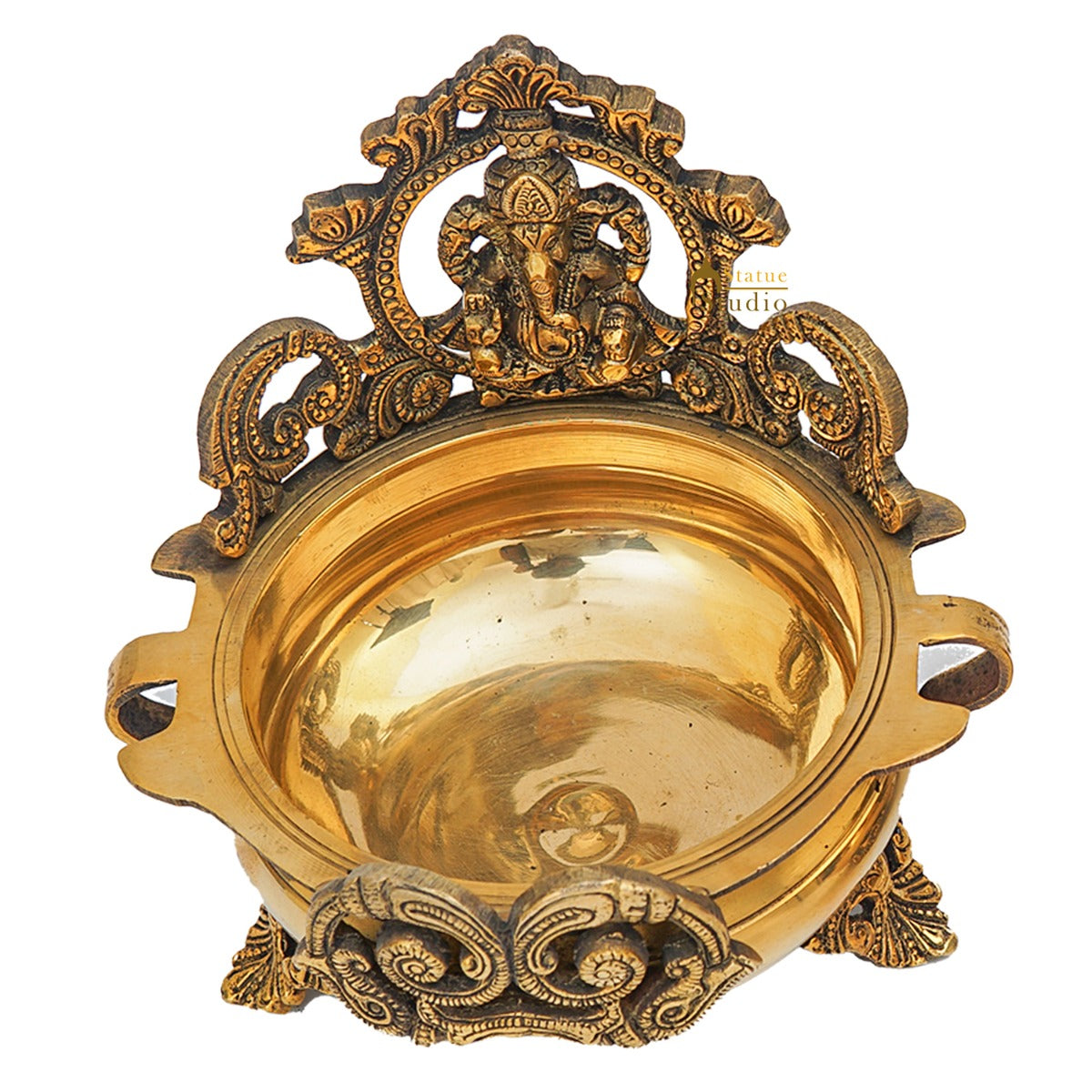 Brass Antique Urli with Ganesha 7"