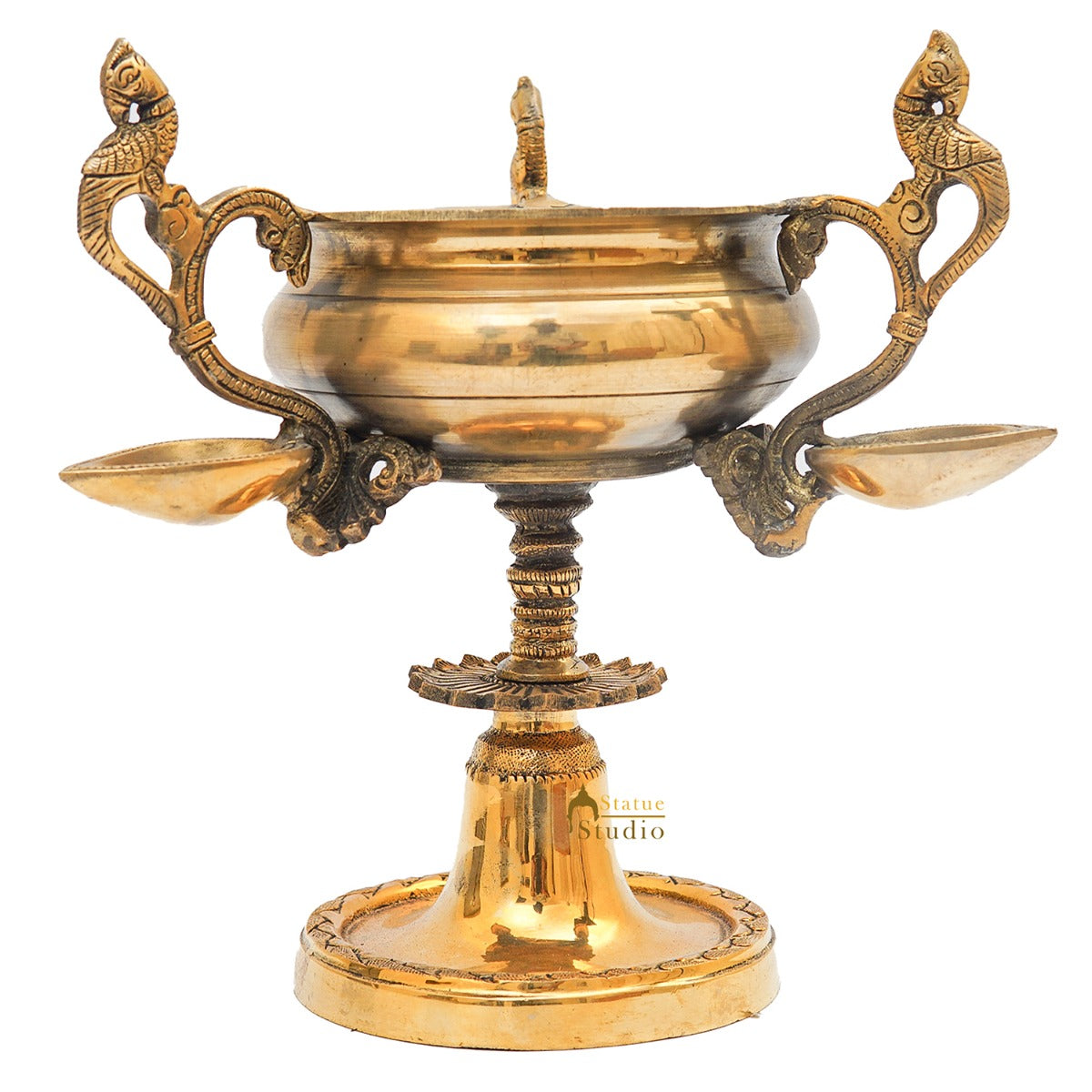 Brass Trophy Shaped Antique South Indian Urli For Home Garden Décor 9"