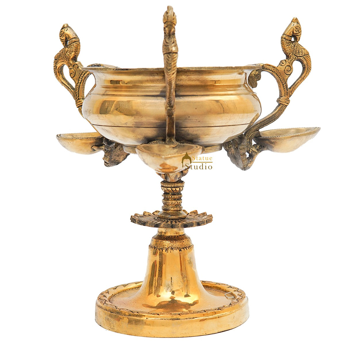 Brass Trophy Shaped Antique South Indian Urli For Home Garden Décor 9" - Image 4