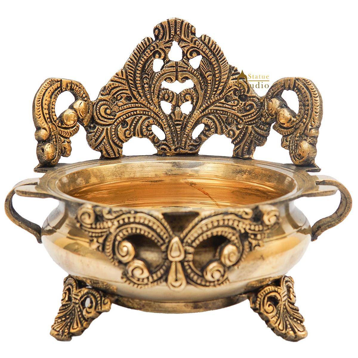 Brass Designer Antique South Indian Urli For Home Garden Office Décor Gift 6"