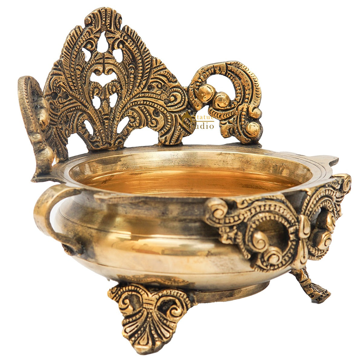 Brass Designer Antique South Indian Urli For Home Garden Office Décor Gift 6" - Image 5