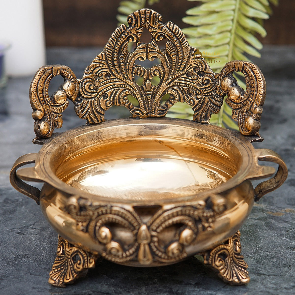 Brass Designer Antique South Indian Urli For Home Garden Office Décor Gift 6"