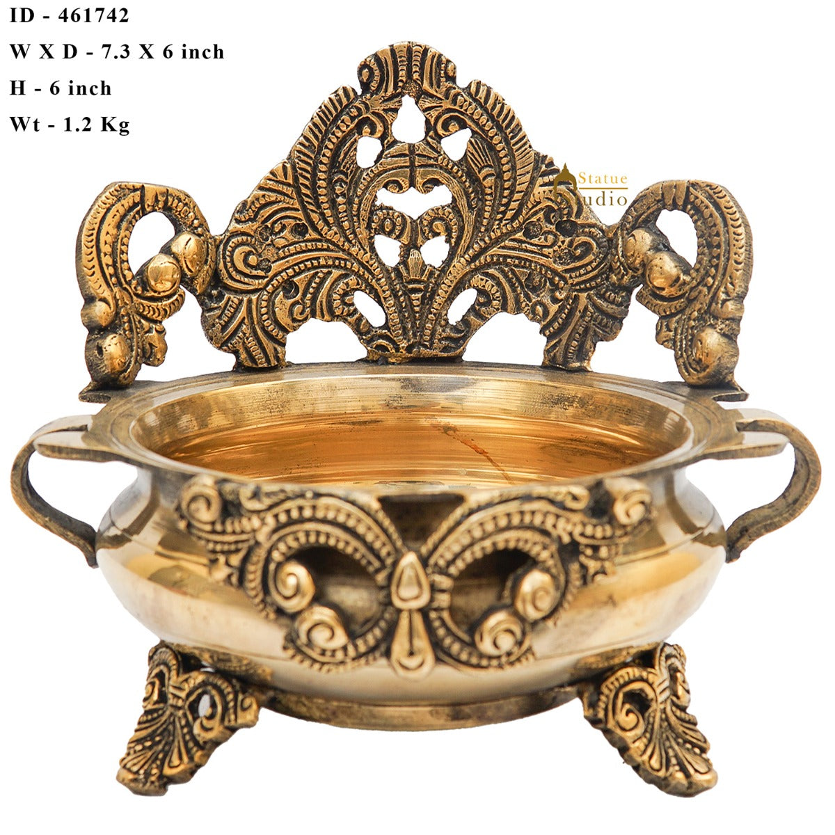 Brass Designer Antique South Indian Urli For Home Garden Office Décor Gift 6" - Image 7