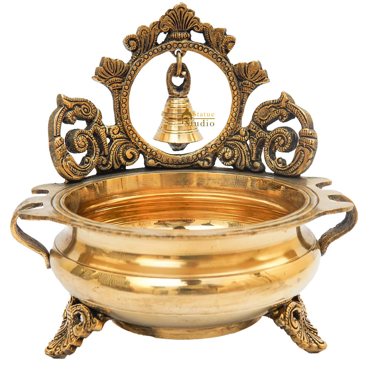 Brass Antique Urli with Bell 7"