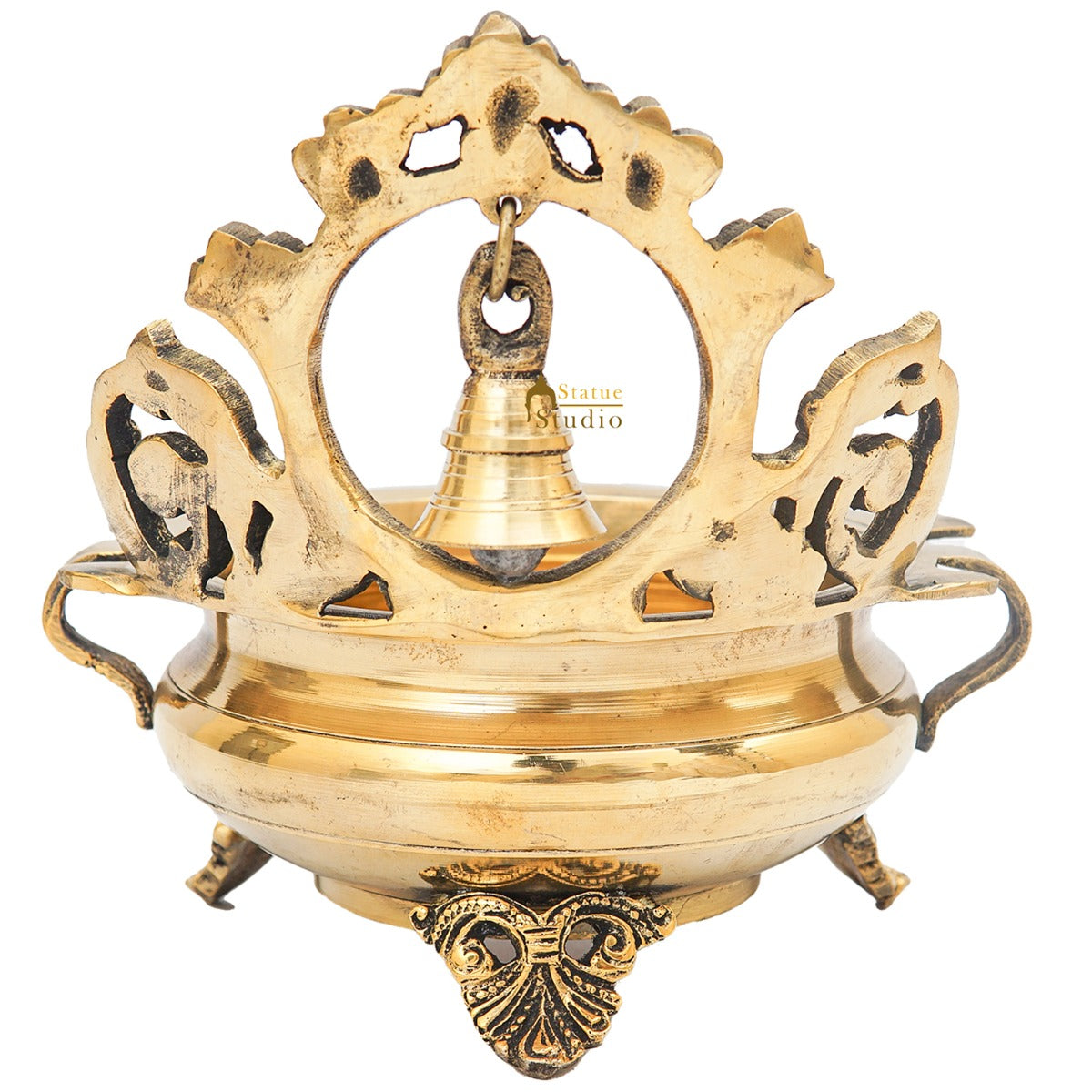 Brass Antique Urli with Bell 7"