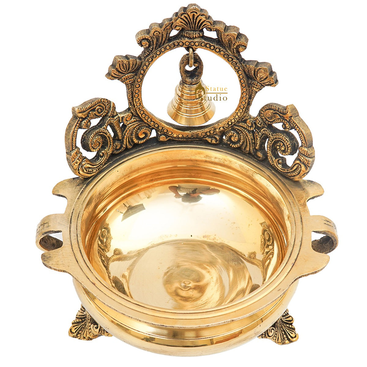 Brass Antique Urli with Bell 7" - Image 7
