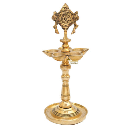 Brass Temple Standing Diya For Home Temple Diwali Pooja Décor Gift 12" by vendor-unknown - Spiritual (View 3)