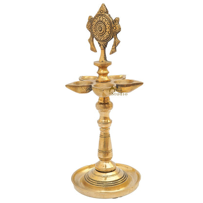 Brass Temple Standing Diya For Home Temple Diwali Pooja Décor Gift 12" by vendor-unknown - Spiritual (View 4)