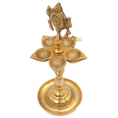 Brass Temple Standing Diya For Home Temple Diwali Pooja Décor Gift 12" by vendor-unknown - Spiritual (View 5)