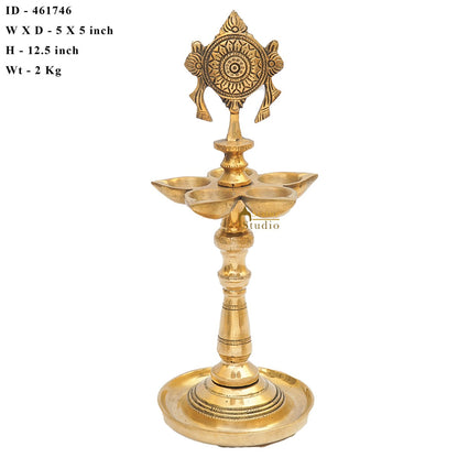 Brass Temple Standing Diya For Home Temple Diwali Pooja Décor Gift 12" by vendor-unknown - Spiritual (View 7)