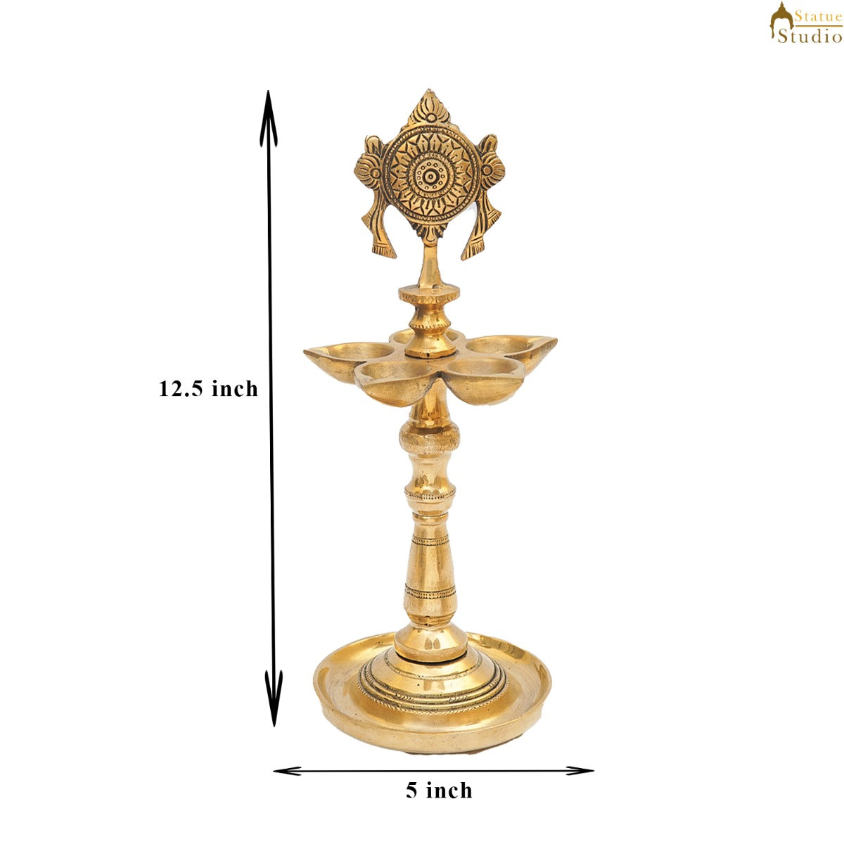 Brass Temple Standing Diya For Home Temple Diwali Pooja Décor Gift 12"