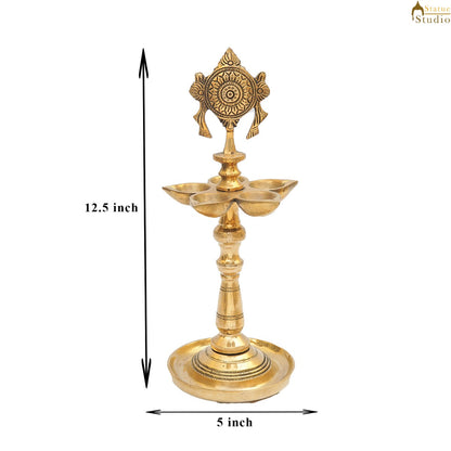 Brass Temple Standing Diya For Home Temple Diwali Pooja Décor Gift 12" by vendor-unknown - Spiritual (View 6)