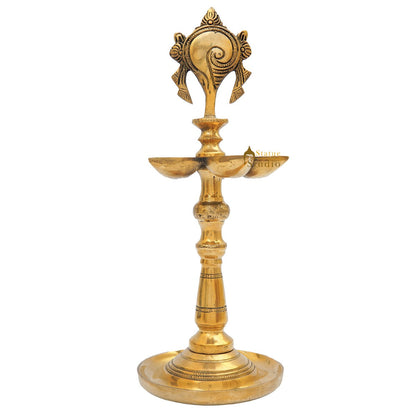 Brass Standing Diya Oil Lamp 12" by vendor-unknown - Spiritual (View 3)