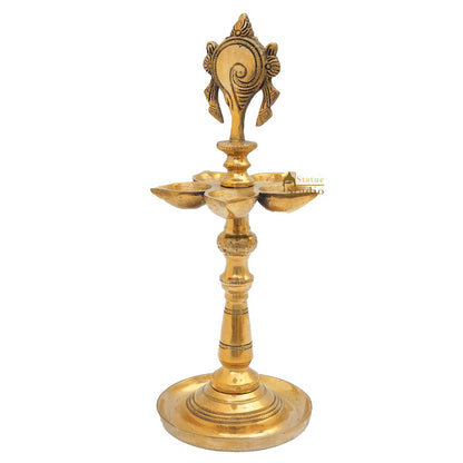 Brass Standing Diya Oil Lamp 12" by vendor-unknown - Spiritual (View 4)