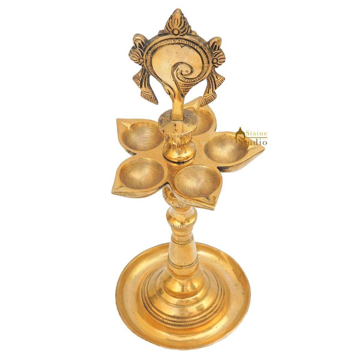 Brass Standing Diya Oil Lamp 12"
