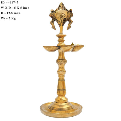 Brass Standing Diya Oil Lamp 12" by vendor-unknown - Spiritual (View 7)