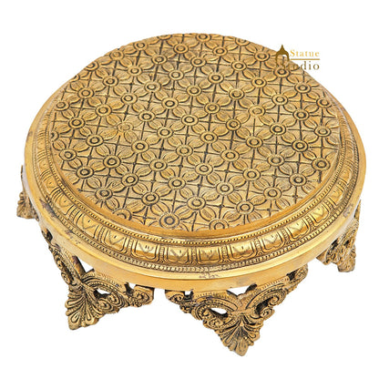 Brass Designer Puja Chowki Pedestal Antique Furniture Home Pooja Room Décor 4" by vendor-unknown - Spiritual (View 4)