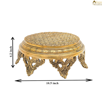 Brass Designer Puja Chowki Pedestal Antique Furniture Home Pooja Room Décor 4" by vendor-unknown - Spiritual (View 5)