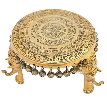Brass Designer Puja Chowki Pedestal Antique Furniture Home Pooja Room Décor 6" by vendor-unknown - Spiritual (View 4)
