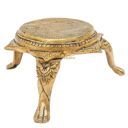 Brass Designer Puja Chowki Pedestal Antique Furniture Home Pooja Room Décor 5" by vendor-unknown - Spiritual (View 3)