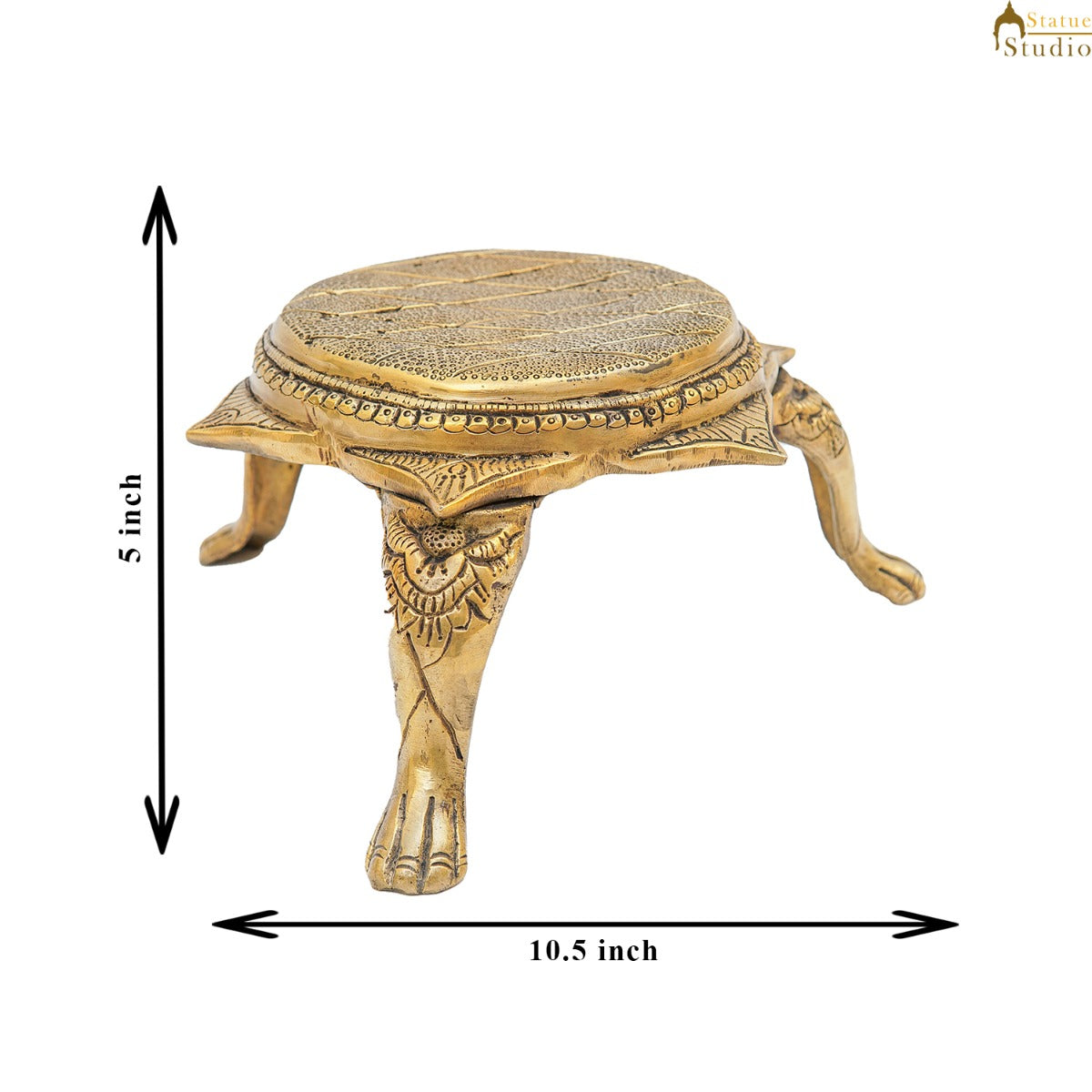 Brass Designer Puja Chowki Pedestal Antique Furniture Home Pooja Room Décor 5" - Image 5