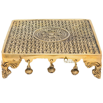 Brass Designer Puja Chowki Pedestal Antique Furniture Home Pooja Room Décor 2" by vendor-unknown - Spiritual (View 3)