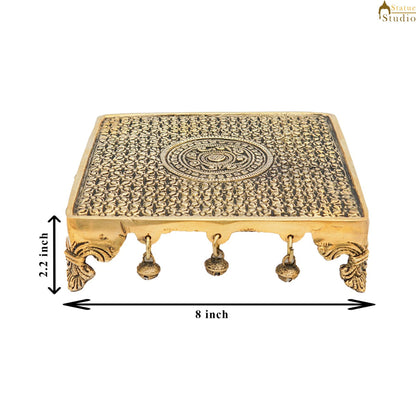 Brass Designer Puja Chowki Pedestal Antique Furniture Home Pooja Room Décor 2" by vendor-unknown - Spiritual (View 5)