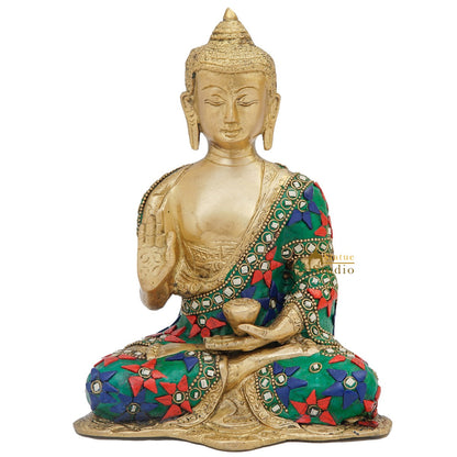 Brass Blessing Buddha Statue Home Office Desk Table Decor Gift Showpiece 8" by vendor-unknown - Buddha (View 3)