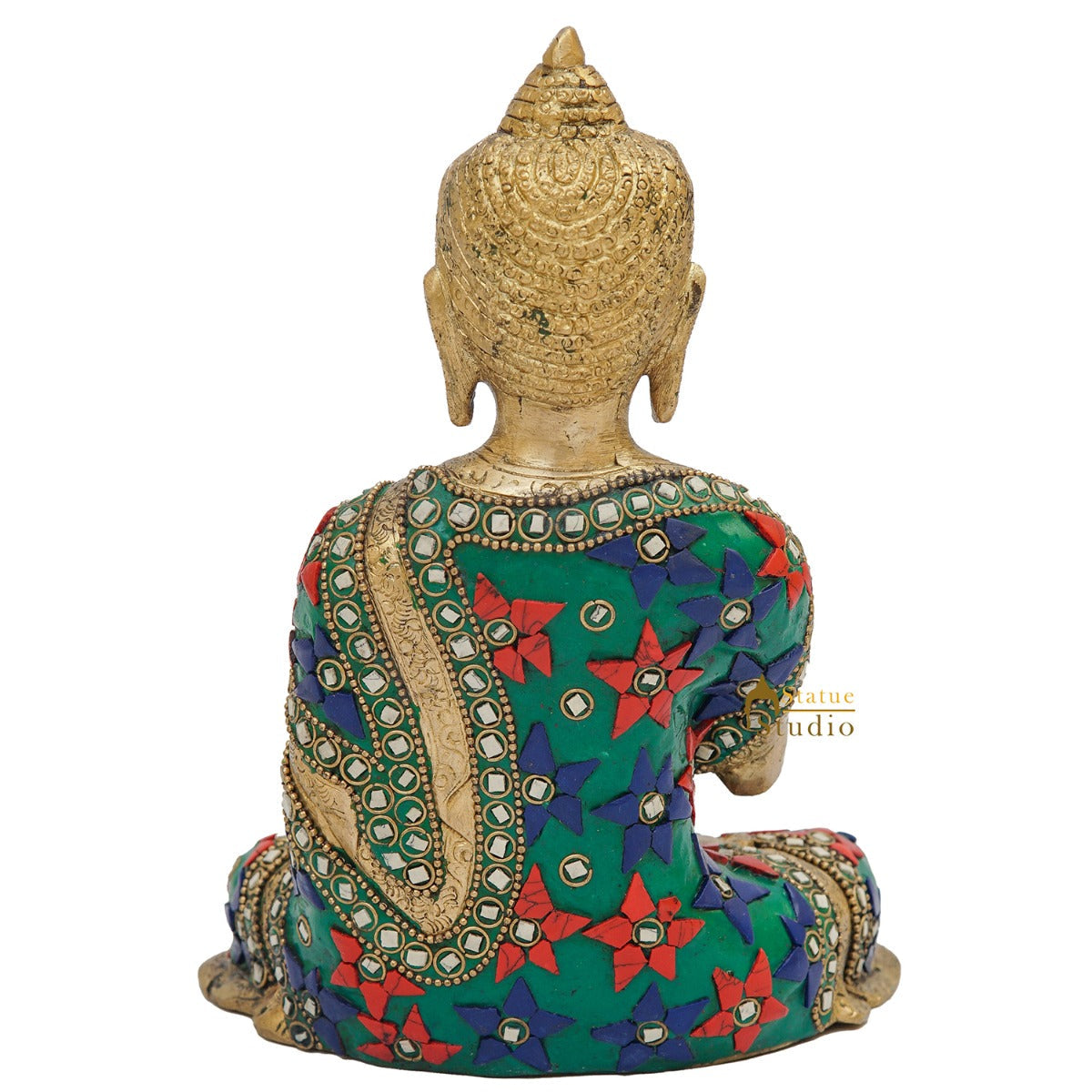 Brass Blessing Buddha Statue Home Office Desk Table Decor Gift Showpiece 8" - Image 6