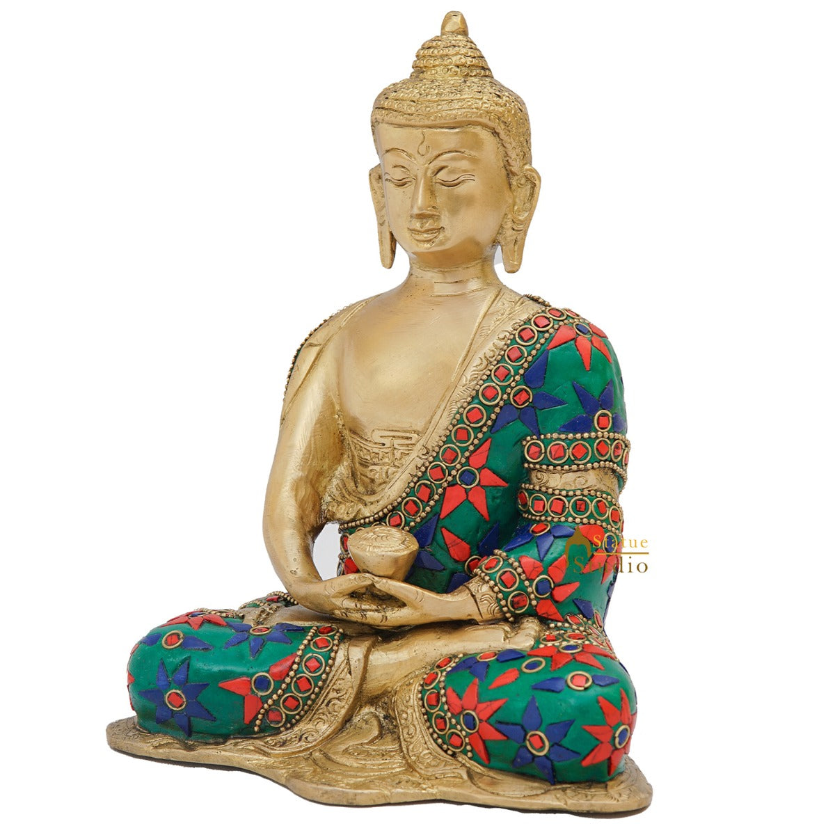 Brass Buddha Statue Home Office Garden Décor Corporate Gift Showpiece Idol 8"