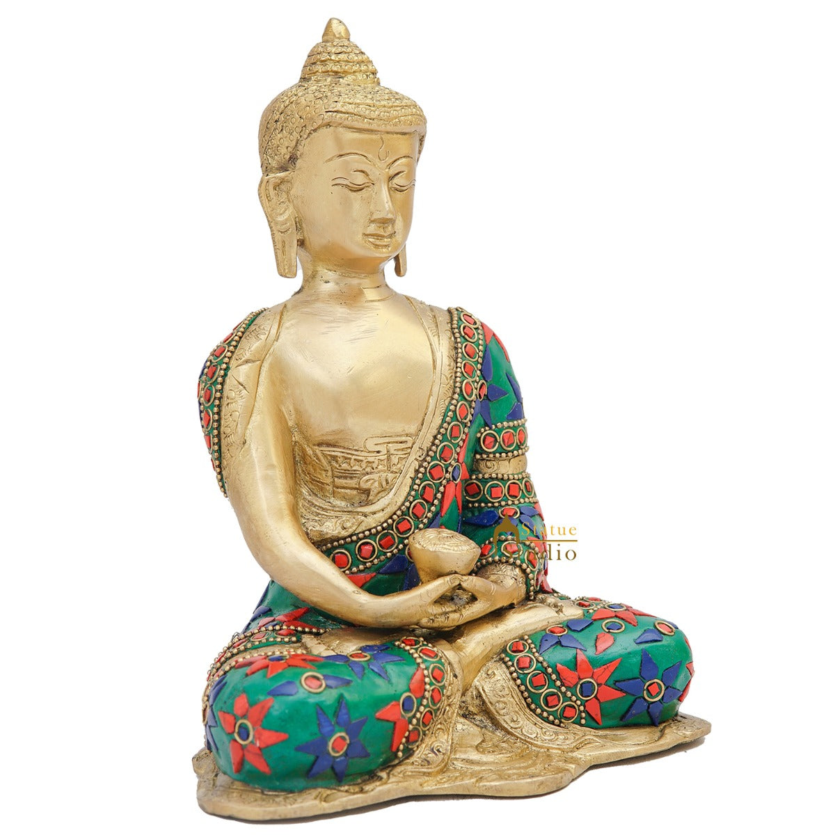 Brass Buddha Statue Home Office Garden Décor Corporate Gift Showpiece Idol 8" - Image 5