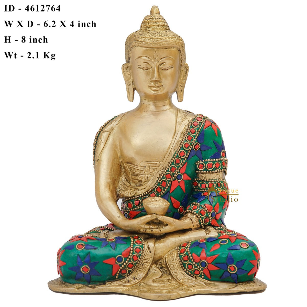 Brass Buddha Statue Home Office Garden Décor Corporate Gift Showpiece Idol 8" - Image 7
