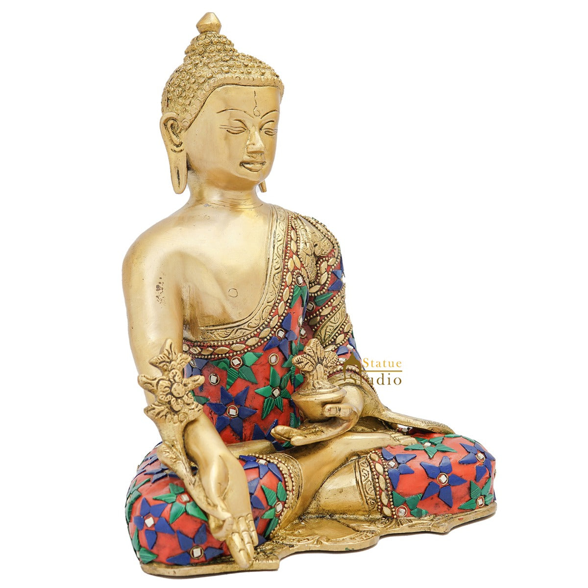 Brass Medicine Buddha Statue Home Office Garden Décor Corporate Gift Showpiece Idol 10" - Image 3