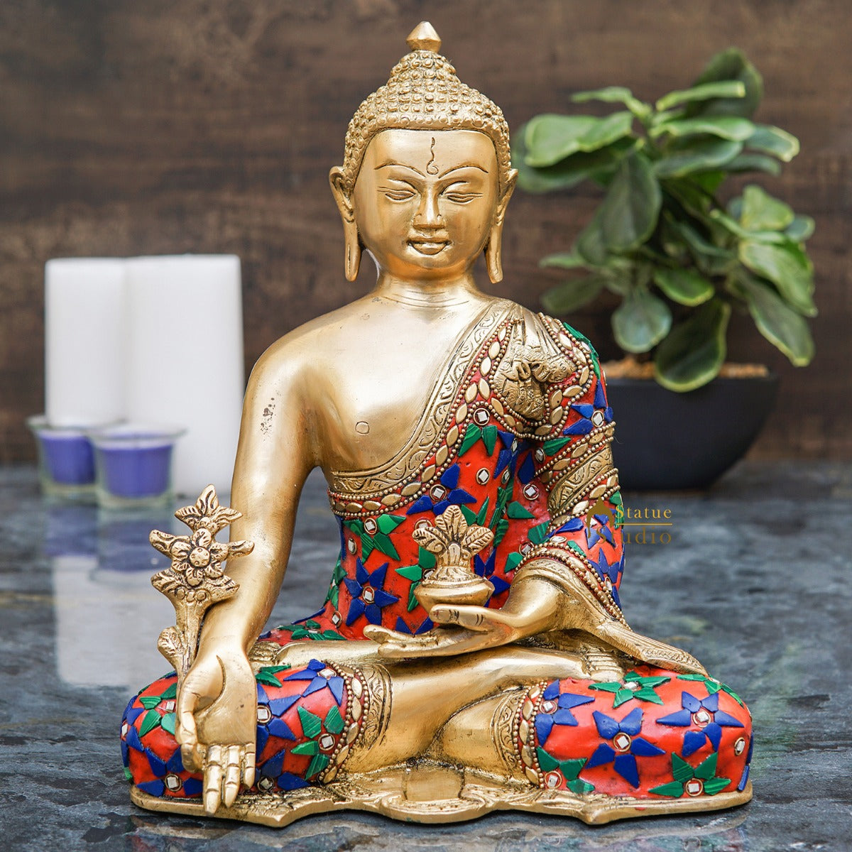 Brass Medicine Buddha Statue Home Office Garden Décor Corporate Gift Showpiece Idol 10"