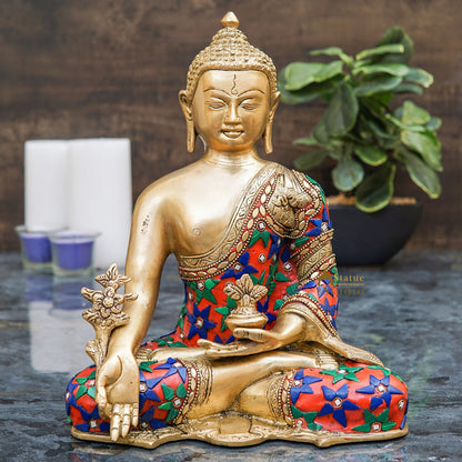 Brass Medicine Buddha Statue Home Office Garden Décor Corporate Gift Showpiece Idol 10" by vendor-unknown - Buddha