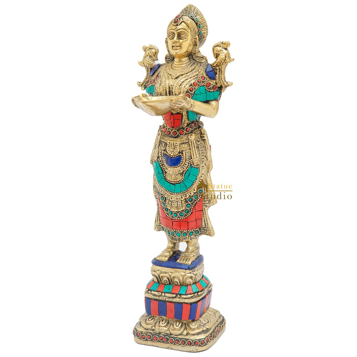 Brass Deeplakshmi Statue For Home Puja Room Diwali Décor Idol Showpiece 13" - Image 5