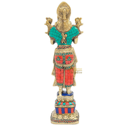 Brass Deeplakshmi Statue For Home Puja Room Diwali Décor Idol Showpiece 13" by vendor-unknown - Decor (View 6)