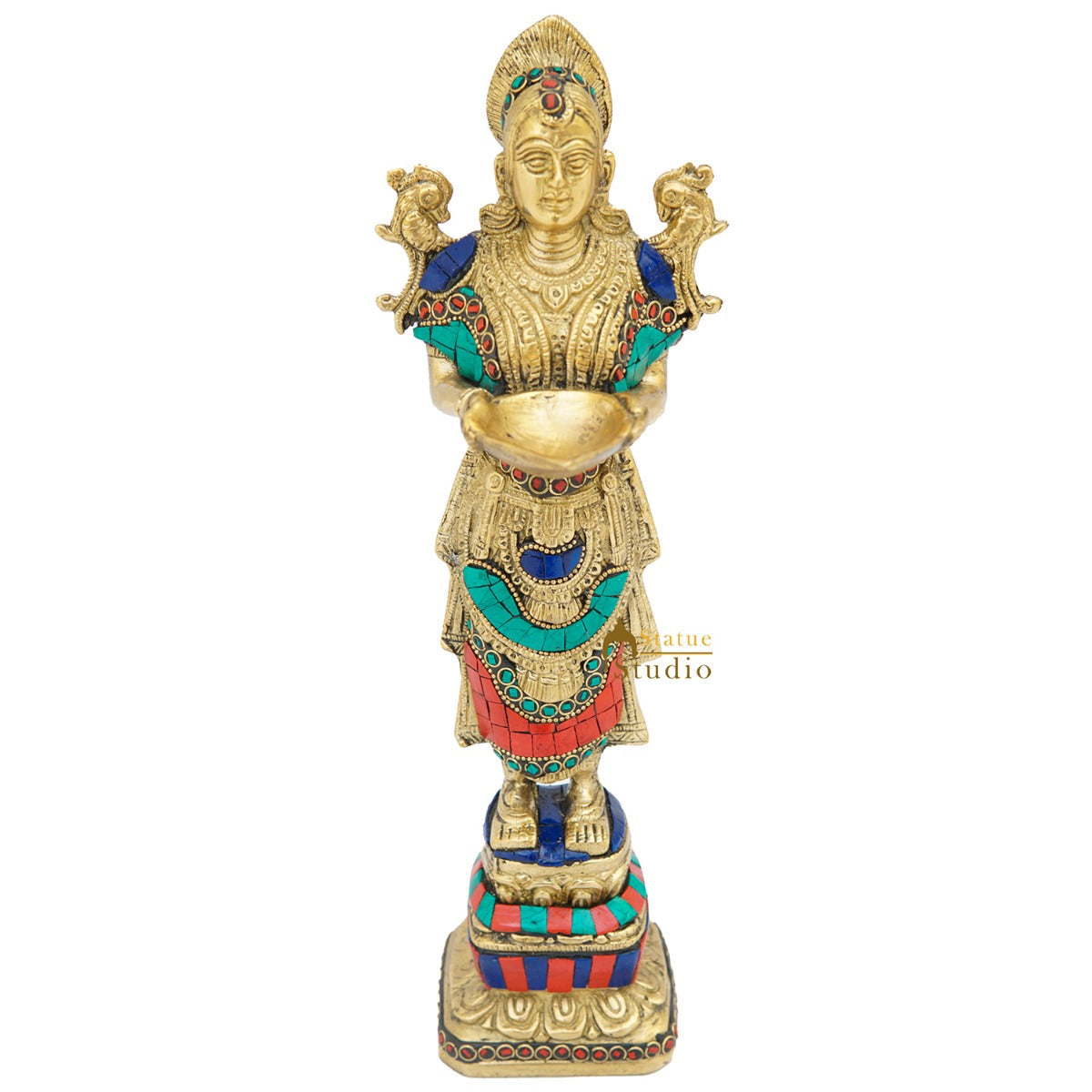 Brass Deeplakshmi Statue For Home Puja Room Diwali Décor Idol Showpiece 13"