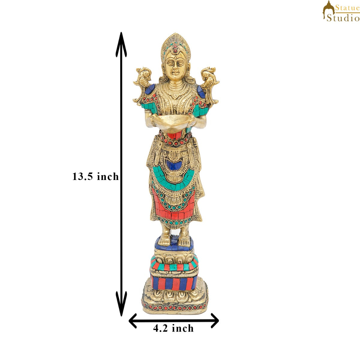 Brass Deeplakshmi Statue For Home Puja Room Diwali Décor Idol Showpiece 13" - Image 8