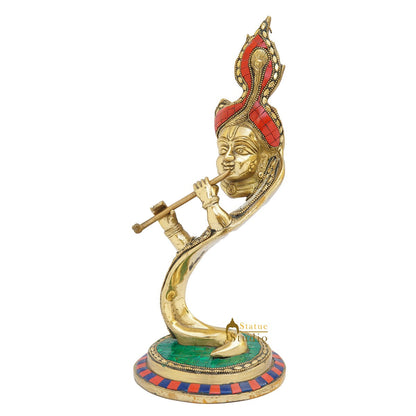 Brass Designer Krishna Face Idol Home Office Diwali Décor Gift Showpiece 13" by vendor-unknown - Hindu Gods (View 5)