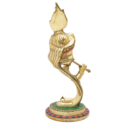 Brass Designer Krishna Face Idol Home Office Diwali Décor Gift Showpiece 13" by vendor-unknown - Hindu Gods (View 6)