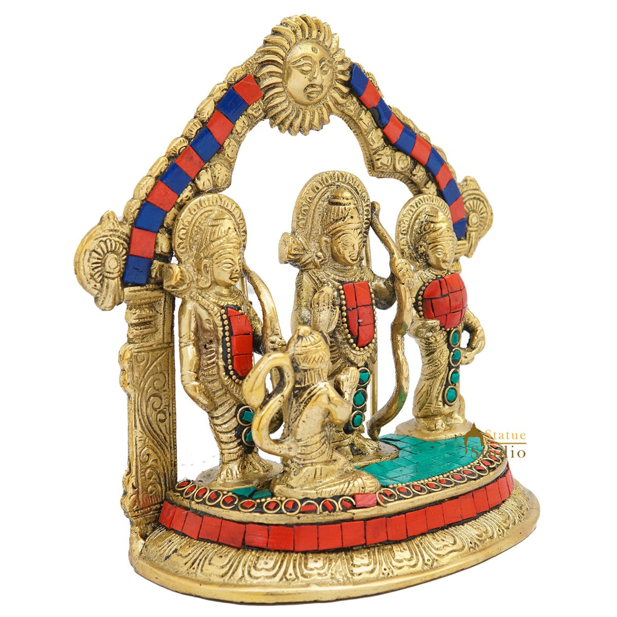 Brass Small Ram Darbar Family Idol Home Pooja Room Décor Showpiece Statue 7" - Image 5