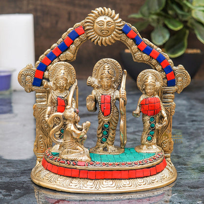 Brass Small Ram Darbar Family Idol Home Pooja Room Décor Showpiece Statue 7" by vendor-unknown - Hindu Gods