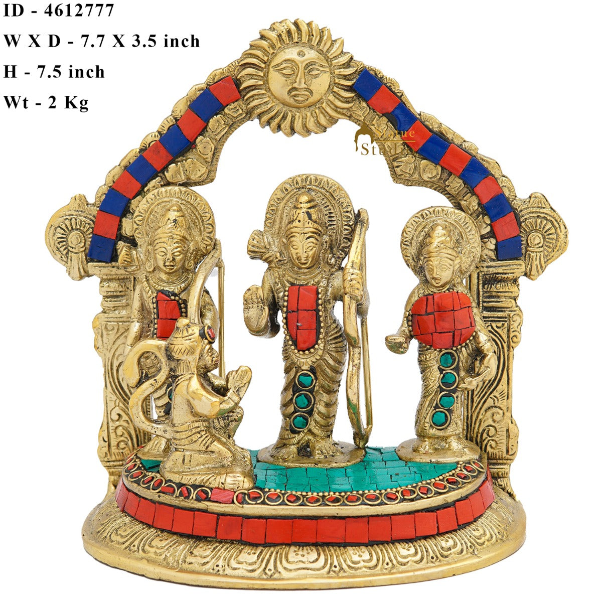 Brass Small Ram Darbar Family Idol Home Pooja Room Décor Showpiece Statue 7" - Image 8
