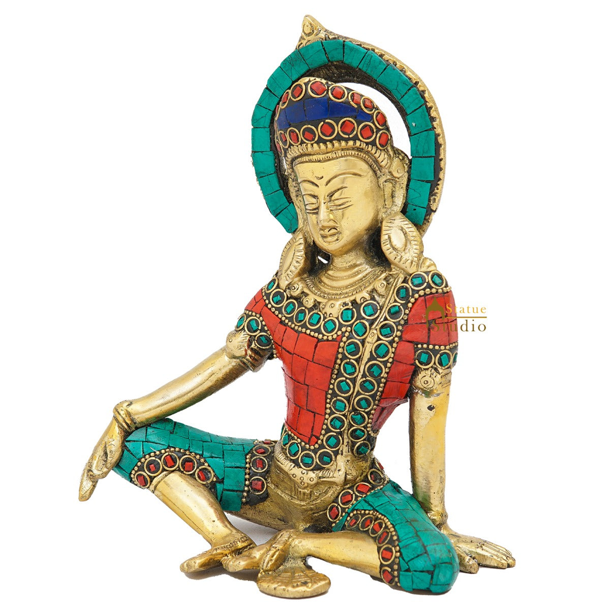 Brass Lord Indra Dev Idol Home Puja Room Décor Lucky Statue Showpiece 7"
