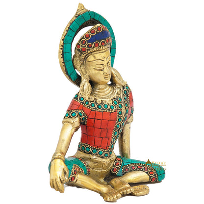 Brass Lord Indra Dev Idol Home Puja Room Décor Lucky Statue Showpiece 7" by vendor-unknown - Hindu Gods (View 4)
